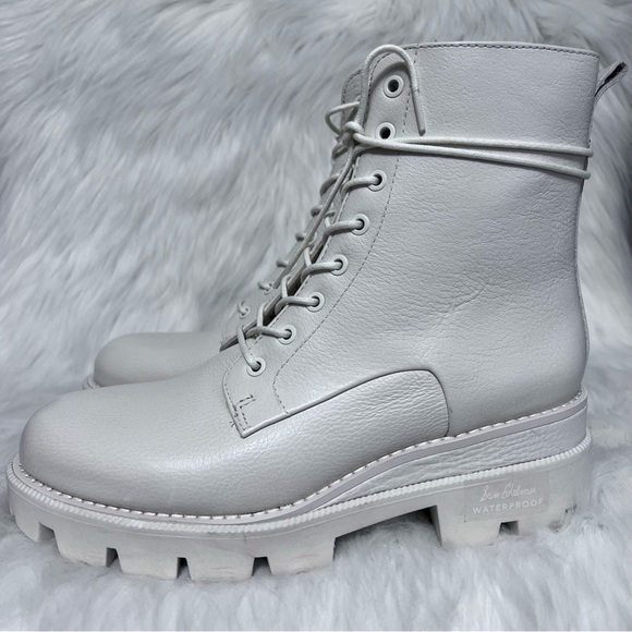 Sam Edelman Garrett Modern Ivory Leather Platform Combat Boots Sz 8 Read - Picture 4 of 8